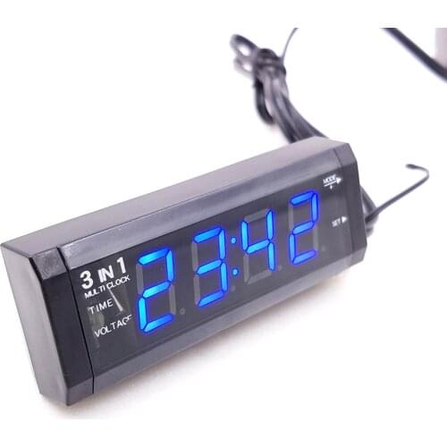 3 In 1 Car Electronic Clock Display Auto Vehicle Thermometer Voltmeter Car Interior Decorations