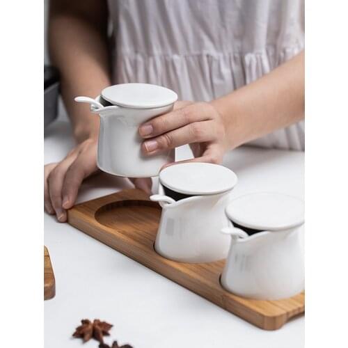 Spice Jar Bamboo Tray Seasoning Jar Combination Home Kitchen Supplies