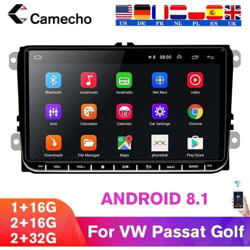 Camecho 2 din Android 8.1 Radio Car Multimedia Player For VW/Volkswagen/Golf/Polo/Tiguan/Passat/b7/b6/SEAT/leon/Skoda/Octavia
