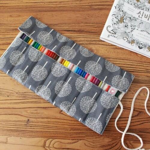 Korean Roll Pencil Case School Big 36/48/72 Holes Penal for Girls Boys Pencilcase Kawaii Tree Pen Bag Large Cartridge Stationery