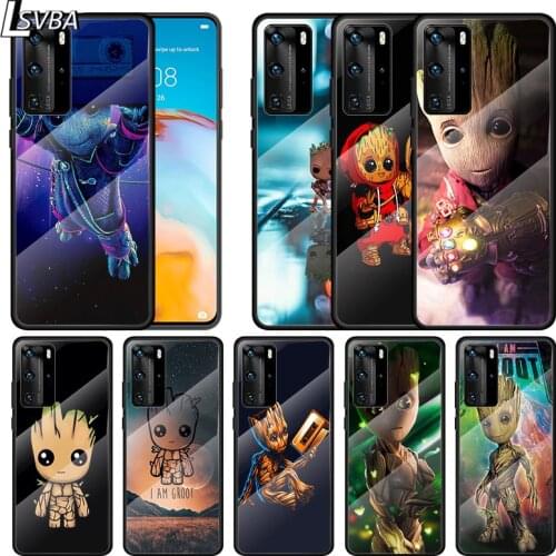 Marvel Super Hero Avengers Groot For Huawei P Smart 2021 Z P40 P30 P20 P10 Lite Pro Plus 5G Tempered Glass Phone Case