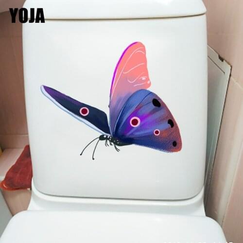 YOJA 20.6X17.2CM Colored Flying Butterflies Home Room Decor Fashion Wall Sticker WC Toilet Seat Decal T1-2169