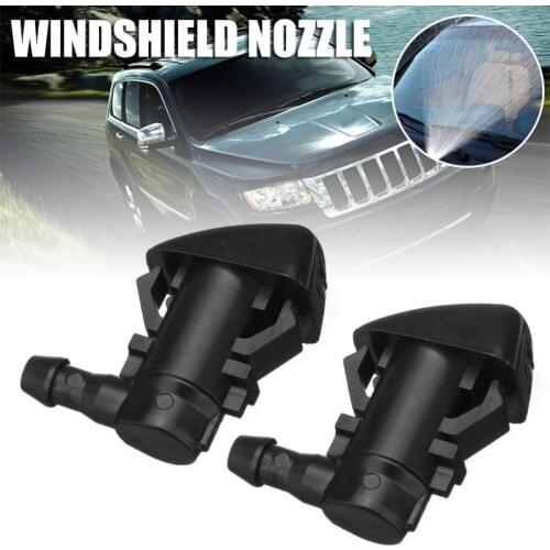 Mayitr 2pcs Black Windshield Wiper Spray Jet Washer Single-Hole Nozzle For Jeep Grand Cherokee 05-18