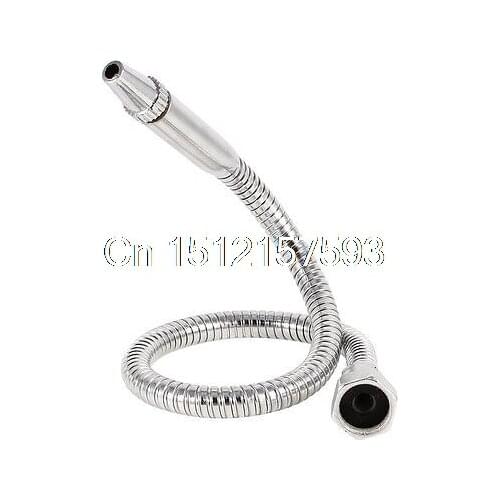 Milling Silver Tone Metal 20mm Thread Round Nozzle Flexible Oil Coolant Pipe