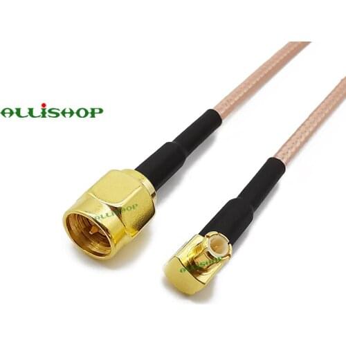 ALLISHOP SMA Male Plug Switch MCX Male Plug Right Angle Pigtail Cable RG316D Double Shield Silver Cable SMA Male to MCX Male