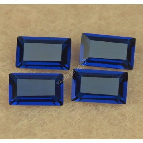 5A Quality 114# Dark Blue Spinel Synthetic Gems Rectangle Shape Parallel Cut Sapphir-e Loose Baguette Stone For Jewelry