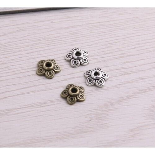 SWEET BELL 200pcs 3*10*10mm Two Color Receptacle Hollow MINI Flower DIY Spaced Jewelry Accessories Charms For Jewelry Making