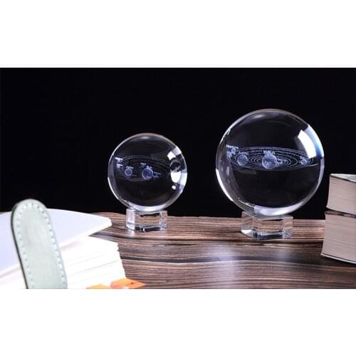 Laser Engraved Solar System Crystal Ball 3D Planets Model Sphere Ball Home Decor Gift for Holiday Astronomy Ball Ornament