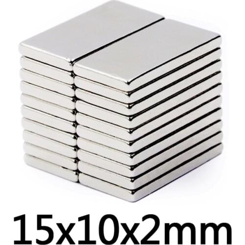 10/20/50/100/200pcs 15X10X2 mm Bulk Sheet Neodymium Magnetic Strong NdFeB Magnets 15x10x2mm Block Rare Earth Magnet 15*10*2mm