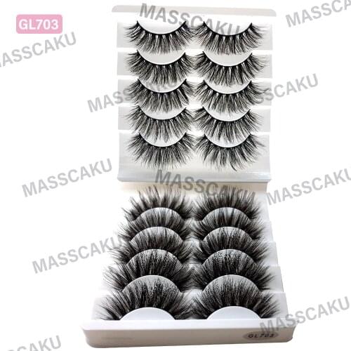 MASSCAKU 5 pairs 3D Faux Mink Lashes Natural Long False Volume Fake Makeup Extension Eyelashes maquiagem