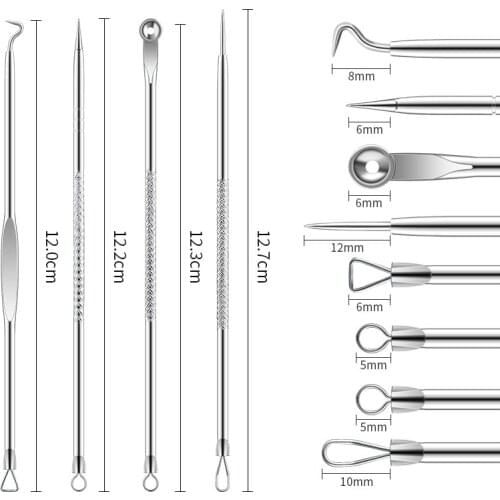 4Pcs/set Black Dot Pimple Blackhead Remover Tool Needles set For Squeezing Acne Tools Spoon for Face Cleaning Extractor