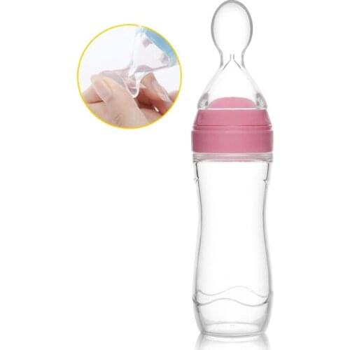 New Infant Silica Gel Feeding Bottle With Spoon Food Supplement Rice Cereal Bottle Pacifiers For Baby Care