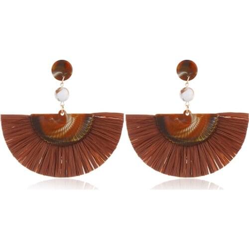 New Acrylic Sector Yarn Tassel Big Dangle Earrings For Women Statement Trend Jewelry Pendientes Boucle D'oreille AE830