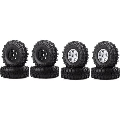 For Axial SCX24 1/24 RC Crawler Car 4PCS 1.0 Metal Beadlock Wheel Rims Tire Tyres Set Upgrade Parts Accessories