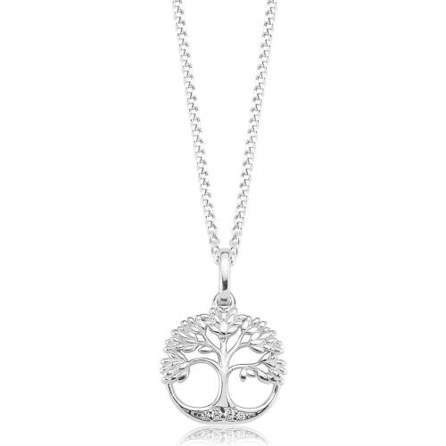 Valori Jewels Tree Of Life, Zirconia White Gemstone, Rhodium Plated, Sterling Silver Charm Necklace