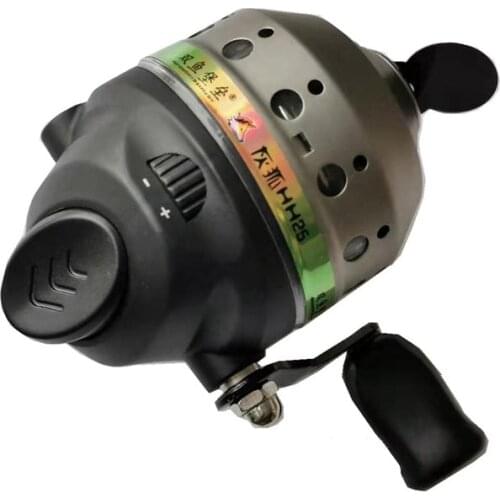 Slingshot Fishing Reel Catapult Shooting Fish Metal Closed line Wheel Left Right Outdoor River Fishing with PE 4 Strand 30m