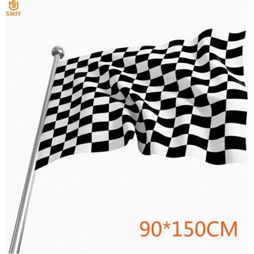 SMJY 90x150cm F1 Racing Flag 100% Polyester Classic Black White Checkered Racing Race Start Special Banner Free Shipping