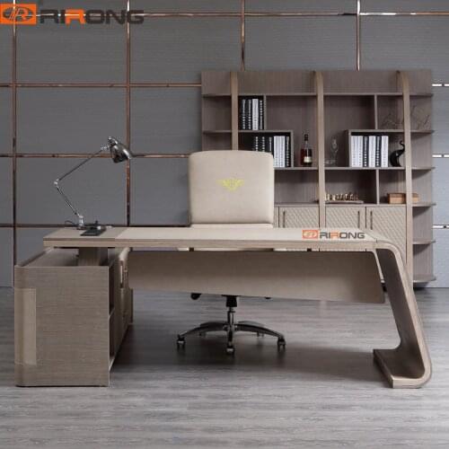 Modern Elegant Wooden Leather Home Office Study 160cm 2/2.17m Curved L shape Director Executive Manager Writing Table Desk Set