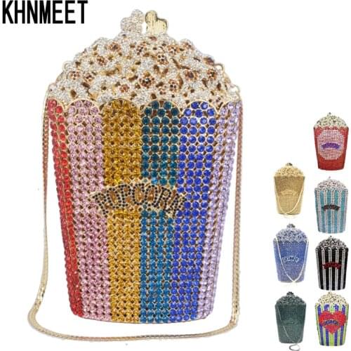Newest Luxury Crystal Bags Corn popper Candy Designer Women Clutch Bags banquet Purse boutique Wedding Diamond Bags SC997