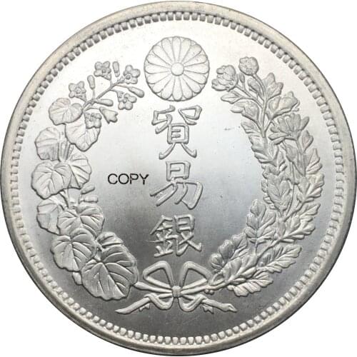 Japan Meiji Trade Dollar Year 8 1875 90% Silver Copy Coin