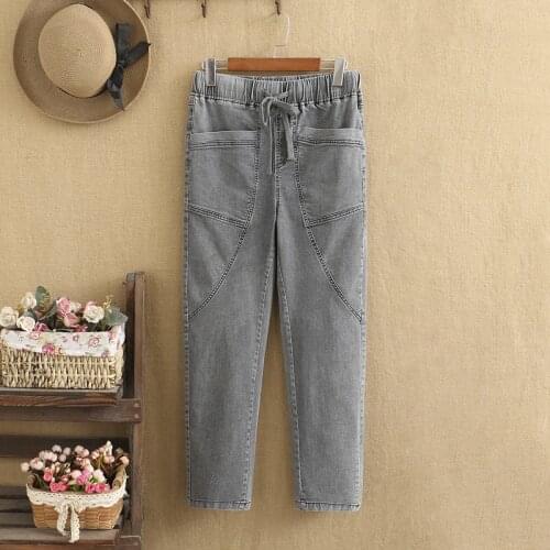 Plus Size Pants For Women Stitch Design Sewing Technology Of Decorative Thread Leisure Jeans Large Size Pants In Spring And Fall