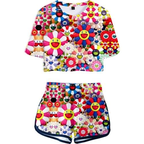 Creative J BALVIN Women Two Piece Set Summer Short Sleeve Female Crop Top+Shorts Girls Sexy Casual Streetwear Fashion Clothes