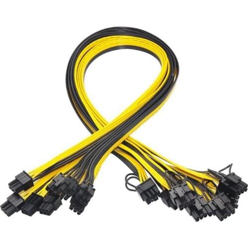 10Pcs 16AWG 6 Pin PCI-E to 8 Pin (6+2) PCI-E (Male to Male) GPU Power Cable for HP Server Breakout Board for Mining