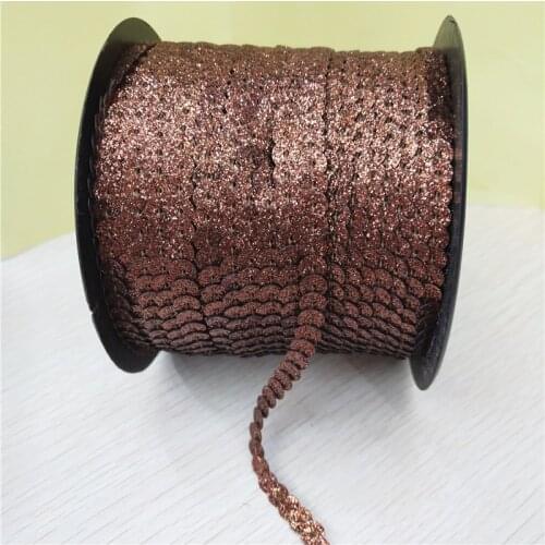100 Yards 6mm Coffee Glitter Powder Coating Sequins Roll Trim, Sold per Packet of 1 Roll(100 Yards)-Brown Spangles