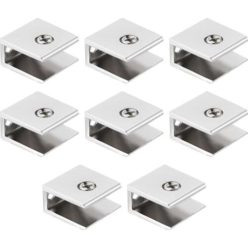 Uxcell 8pcs Hot Adjustable Rectangle Glass Clamp Shelf Brackets Glass Shelve Bracket Clip Holder Zinc Alloy for 8-10mm Thickness