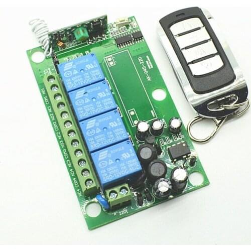 AC 85v~250V 110V 220V 4CH RF Wireless Remote Control Relay Switch System Transmitter Garage Doors Electric Doors