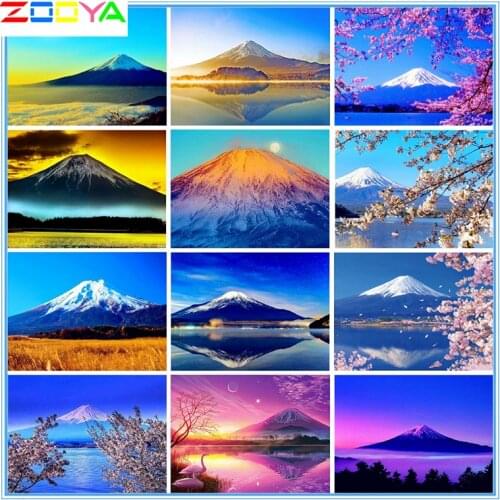 5D Diy Diamond Painting Mountain Rinetstones Art Diamond Embroidery Mount Fuji Scenery Cross Stitch Hobby Home Decor Gift Lx945