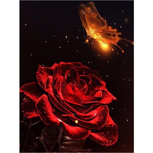 Butterfly diamond painting red rose rhinestone embroidery image mosaic sticker decor diamond dotz tapestry posters wall paper