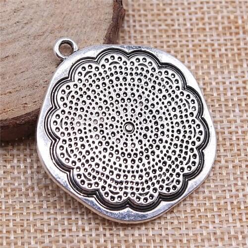 Free shipping 5pcs 37x40mm antique silver Engraved pattern tag charms diy retro jewelry fit Earring keychain hair card pendant