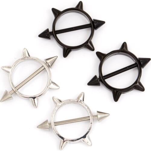 Free Shipping 2PCS Black Silver Piercing Lobe Earring ear nail wholesale Fashion body piercing jewelry tragus ring Nipple Rings