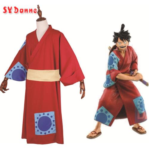 One piece Monkey D. Luffy Cosplay Costumes Kimono Summer Clothing Set For Halloween Party Cherry Blossom Kingdom Costumes