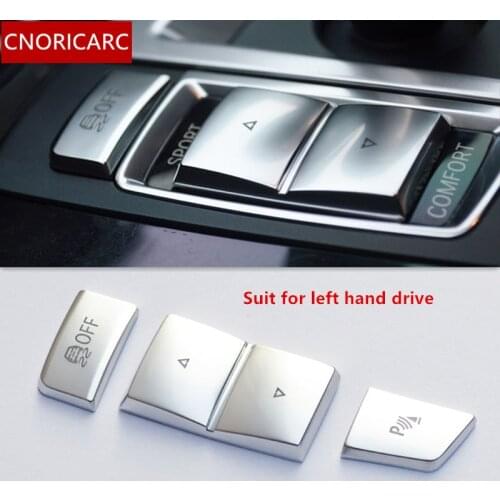 CNORICARC Chrome ABS Gear Shift Left Buttons Cover Trim Decals 3pcs for BMW 5/6/7 series 5GT X3X4 Car styling accessories