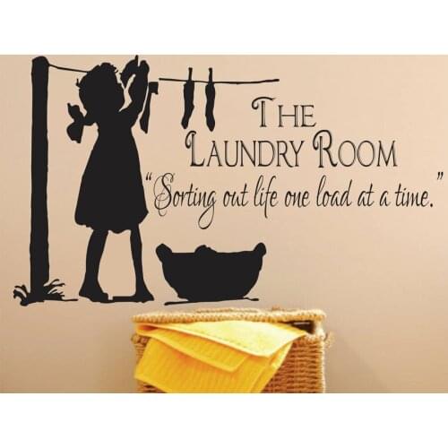Laundry Room Decor, Laundry Sign Decal Quotes Sorting Out Life One Load At A Time Vinyl Wall Sticker Wall Murals Waterproof LY15