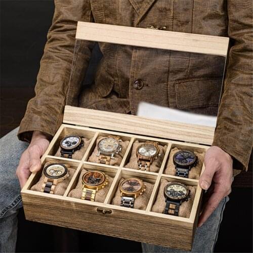 Watch Box BOBO BIRD Wood Organizer Storage Box Clock Accessorie Jewelry Placement Wristwatch Pillow Men Watch Luxury Fashion Box