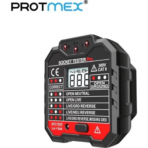 Protmex PT106D 48-250V/45-65Hz Socket Outlet Tester Voltage Detector Wall Plug Breaker Finder With Voltage Test And RCD Test