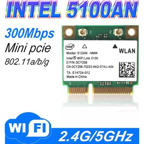 Dual-Band Intel Wifi 5100 512AN_HMW 300Mbps Wireless 802.11 agn Half Size Mini PCI-e Wireless LAN Laptop Network Wireless Module