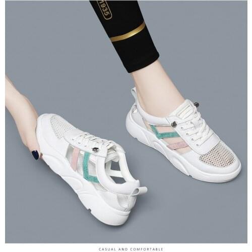 Breathable White Shoes Womens Shoes Thin and All-Matching Flat Casual Sports Leather Sandals