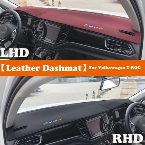 Leather Dashmat Accessories Car-Styling Dashboard Covers Pad Dash Mat Sunshade Carpet For Volkswagen VW T-ROC 2018-2020 2021