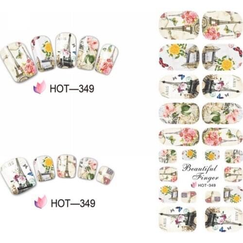 UPRETTEGO NAIL ART BEAUTY WATER DECAL SLIDER NAIL STICKER FULL COVER TOWER PAGODA BIG TREE VINE HOT349-354