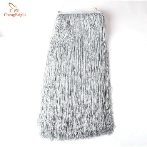 Beatiful 10Yard/Pack Silver Fringe Trim Tassel Fringe Trimming Latin Dress Stage Clothe Accessories 50cm Wide Lace Ribbon Tassel