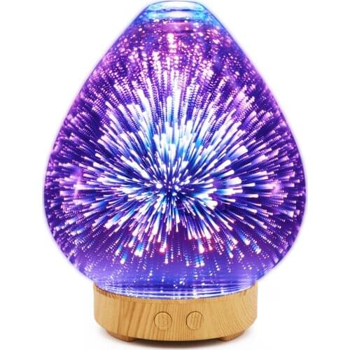 015-3D colorful fireworks glass multi-function aromatherapy machine humidifier ultrasonic essential oil atomizer USB interface