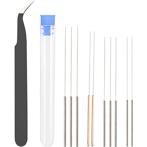 Sturdy and Durable Nozzle Cleaning Tool Kit 0.4mm Steel Needles and Tweezer for 3D Printer Filament Clog Cleaning 12Pcs