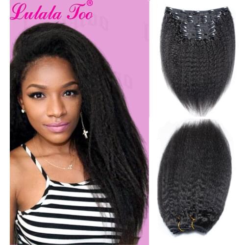 Kinky Straight Clip In Human Hair Extensions Brazilian Remy hair 7 Pieces/Set 120g For A Head 100% Human Hair Clip Ins