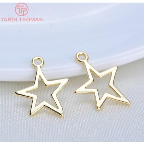 10PCS 14x12MM 24K Gold Color Plated Brass Star Charms Pendants High Quality Diy Jewelry Making Findings Accessories