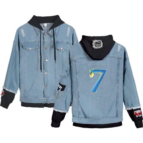 Hot Sale Map Of the soul 7 Denim Jacket Bangtan Kpop Hoodie Fashion Casual Fake two pieces Coat Men/Women Personality Jacket