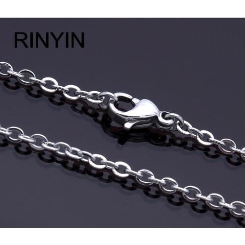 Men Women Jewerly 1mm 16" 18" 20" 22" 24" Inches Links Chain Fashion Necklace Stainless Steel Necklace Classic Pop Rolo Chains